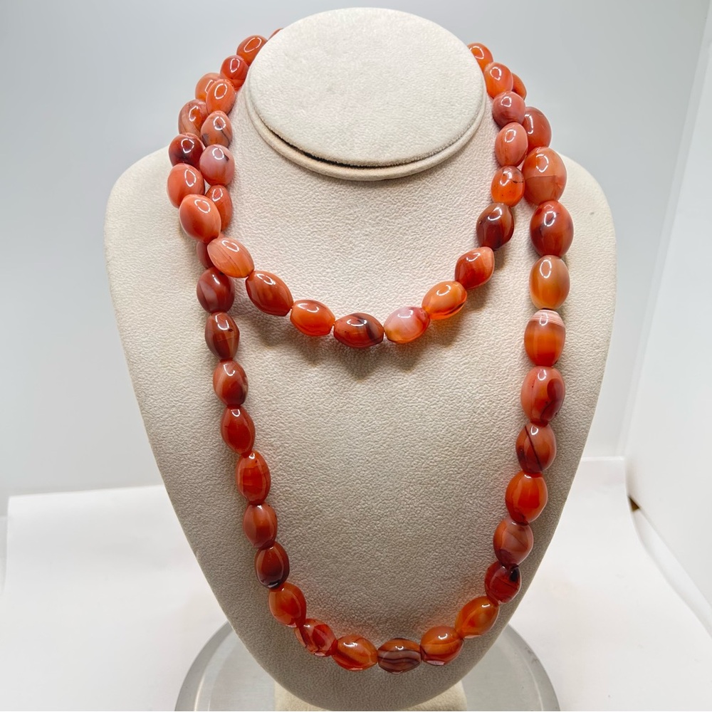 Elegant Orange Agate Semi-Precious Beaded Necklace 155 grams